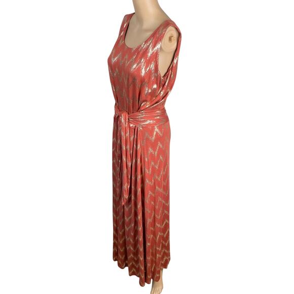 Soft Surroundings NEW Alassandra Chevron Gold Zig Zag Maxi Dress SZ L - Picture 6 of 9